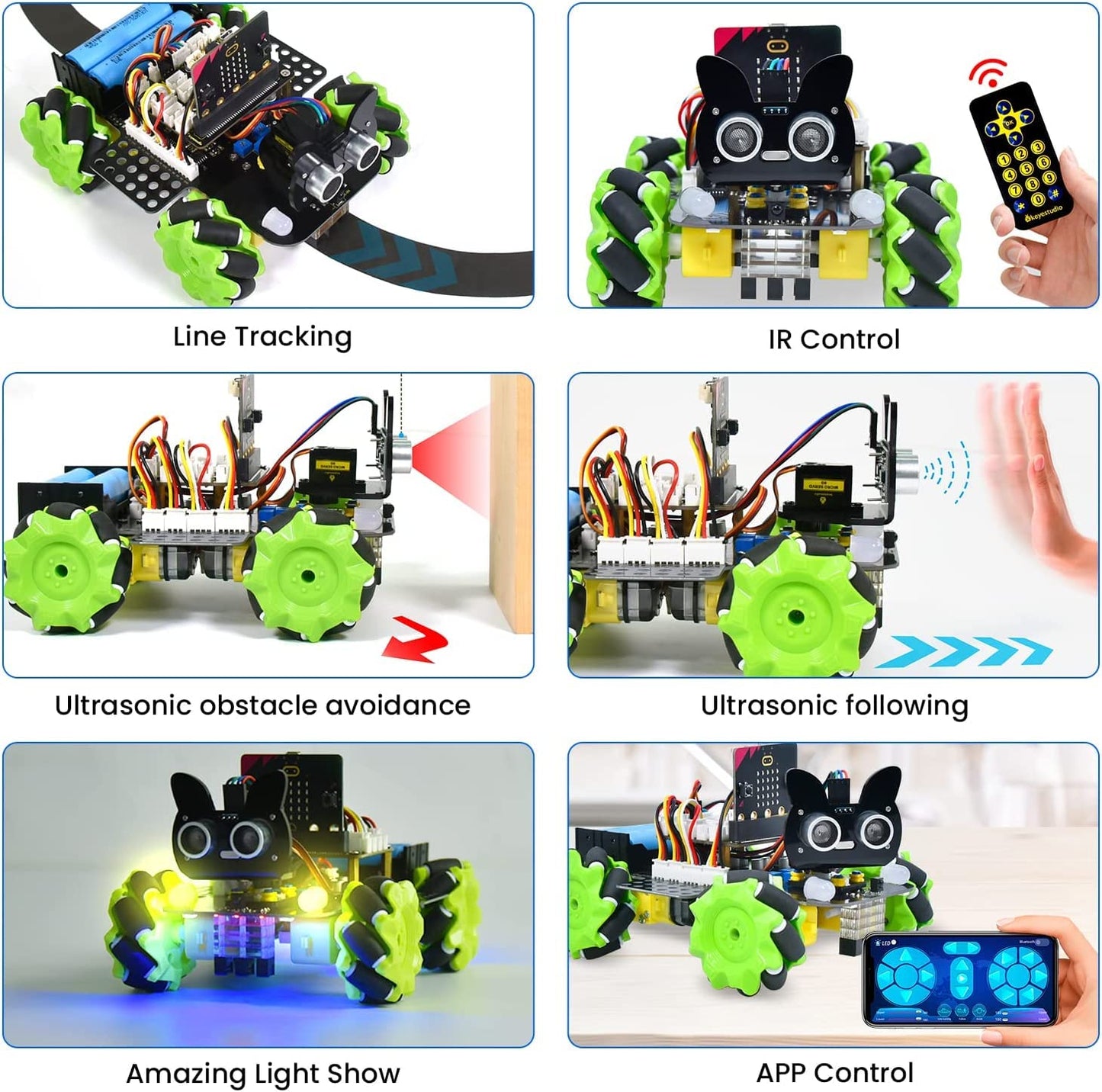 Keyestudio 4Wd Smart Car Coding Robot Kit With Microbit V2 For Makecode And Python, Diy Building Robot Kit For Stem Education, I