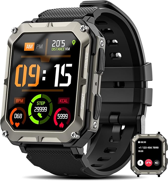 Military Smart Watches for Men(Answer/Make Call), 1.9" Outdoor Sports Fitness Tracker with Heart Rate/Blood Pressure/Sleep...