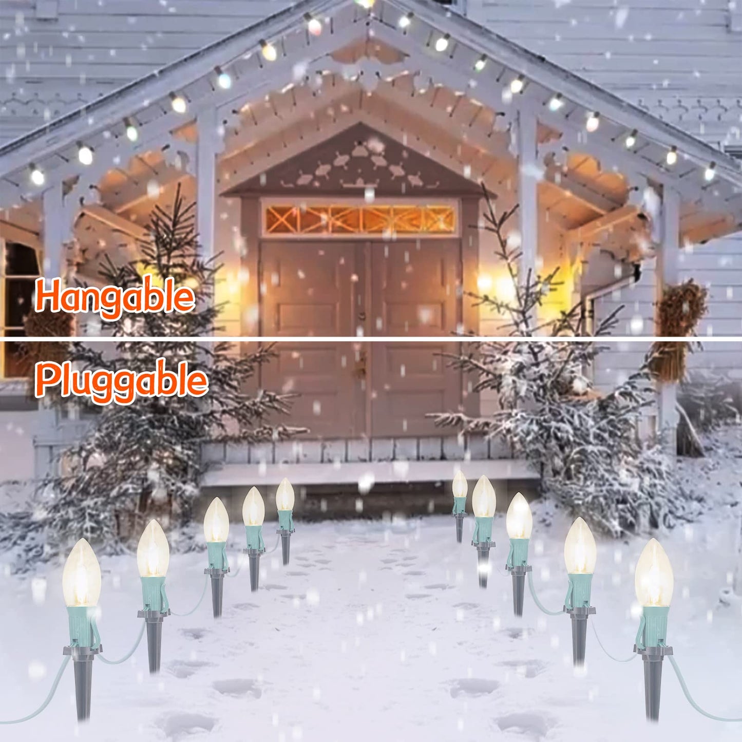 Brightown C9 LED Christmas Lights, 40 Bulbs, 51.4 Ft, Waterproof, Warm White, 2 Packs, Model GYPI-O20LAU