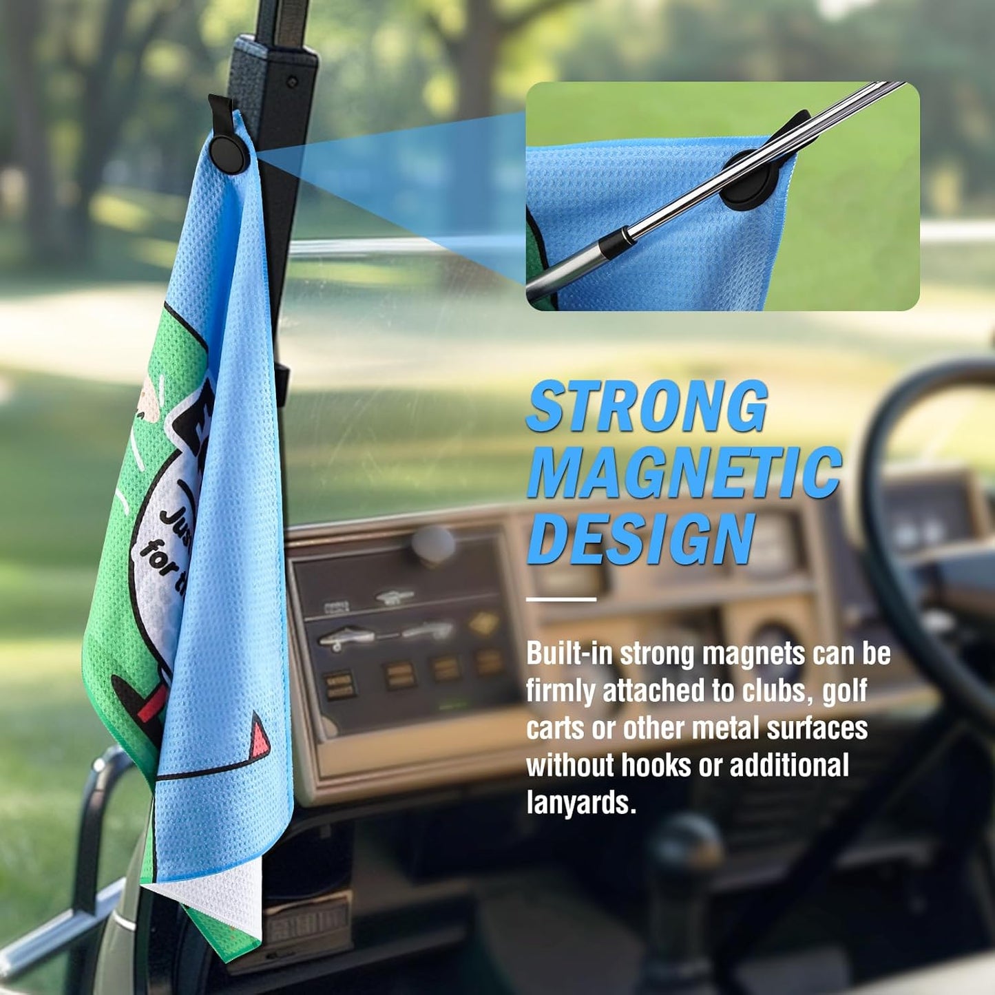 Magnetic Golf Towel, 23.6"x15.7" Golf Cleaning Towel, Premium Ultra-Absorbent Microfiber Golf Towel for Golf Bags, Carts and Clubs, Waffle Weave Pattern