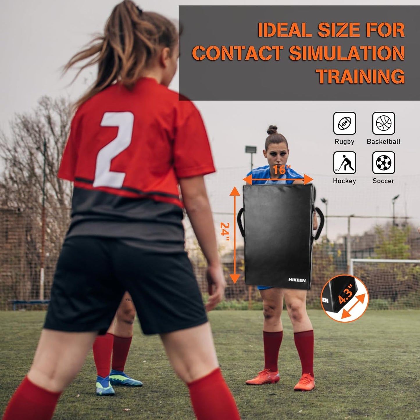Hikeen Football Blocking Pad Training Equipment Denser Softer Foam Kick Pads for Football, Basketball, Hockey, Lacrosse Tackle Dummy - 24"x16" Kick Shield Pad with Handles (1PCS)
