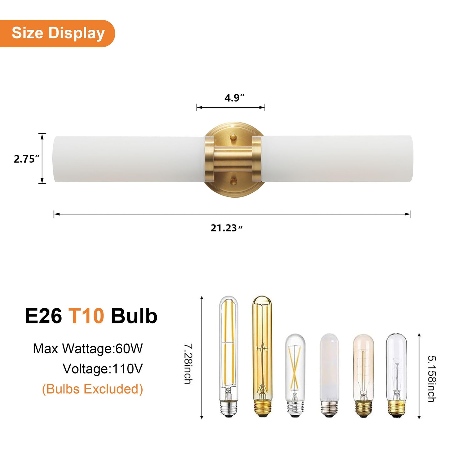 KUZZULL Wall Sconces Set of 2, Brass Gold Modern Lighting with White Glass for Bathroom, Living Room, Hallway, Bedroom