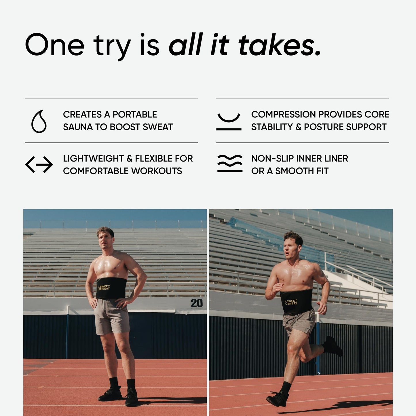 Sports Research Sweet Sweat Waist Trimmer (Core Series) - Premium Sweat Enhancing Fitness Band for Women & Men Black/White