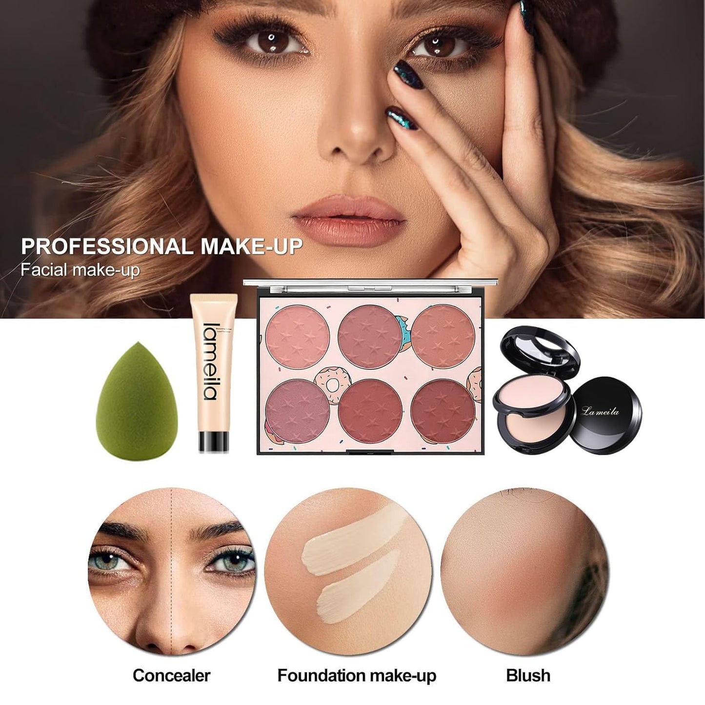 M All In One Full Makeup Kit,Multipurpose Women's Makeup Sets,Beginners and Professionals Alike,Easy to Carry (Black)