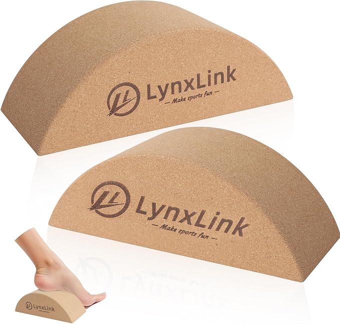 2 Pack Half-Moon Calf Stretcher | Foot Stretcher for Plantar Fasciitis, Cork Yoga Block, Foot & Leg Muscle Stretching - Id...