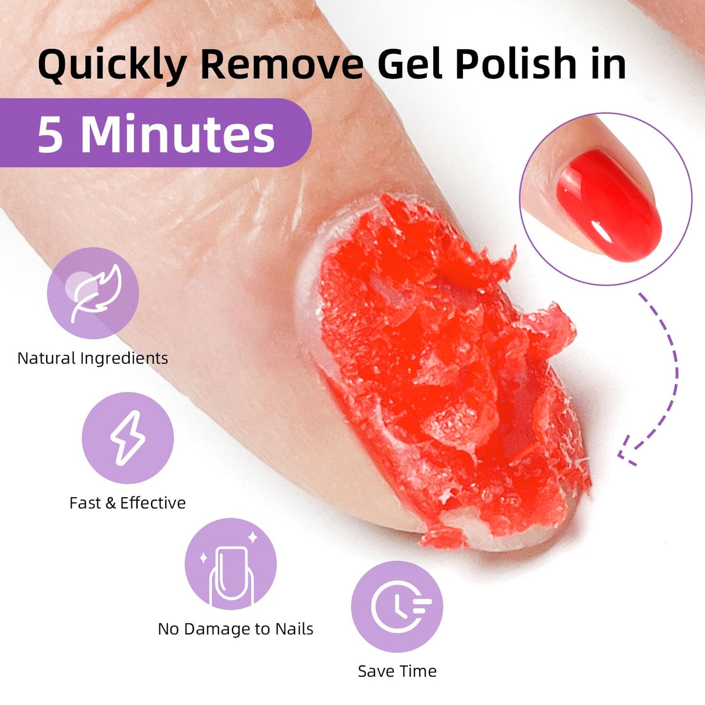 JODSONE Gel Nail Polish Remover 16.5ml No Need Soaking or Wrapping for Nails 3-5 Minutes Effective Gel Nail Polish Remover for Q