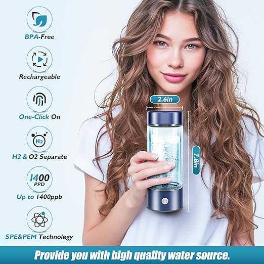 Hydrogen Water Bottle,Hydrogen Water Bottles Generator, Built-in Hydrogen Water Machine Quickly Produces Hydrogen to add to Hydrogen Tanks,Blue