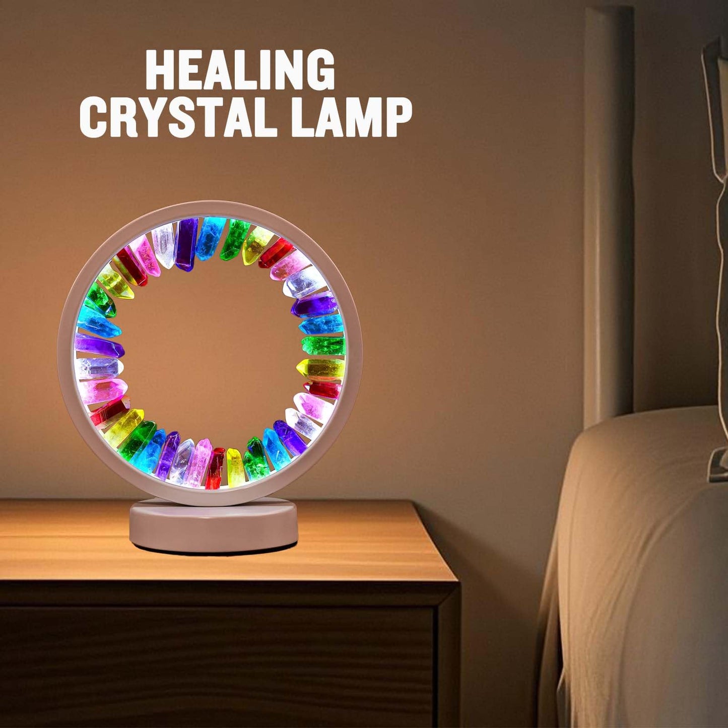 Runyansghi Chroma Electroplated Single Point Night Lamp 8.6  Healing Crystal Bedside Lamp Usb Port 3 Colours Dimming Mode Bedroom Lamp Suitable Night Light Office Home Decor Ideal Gift