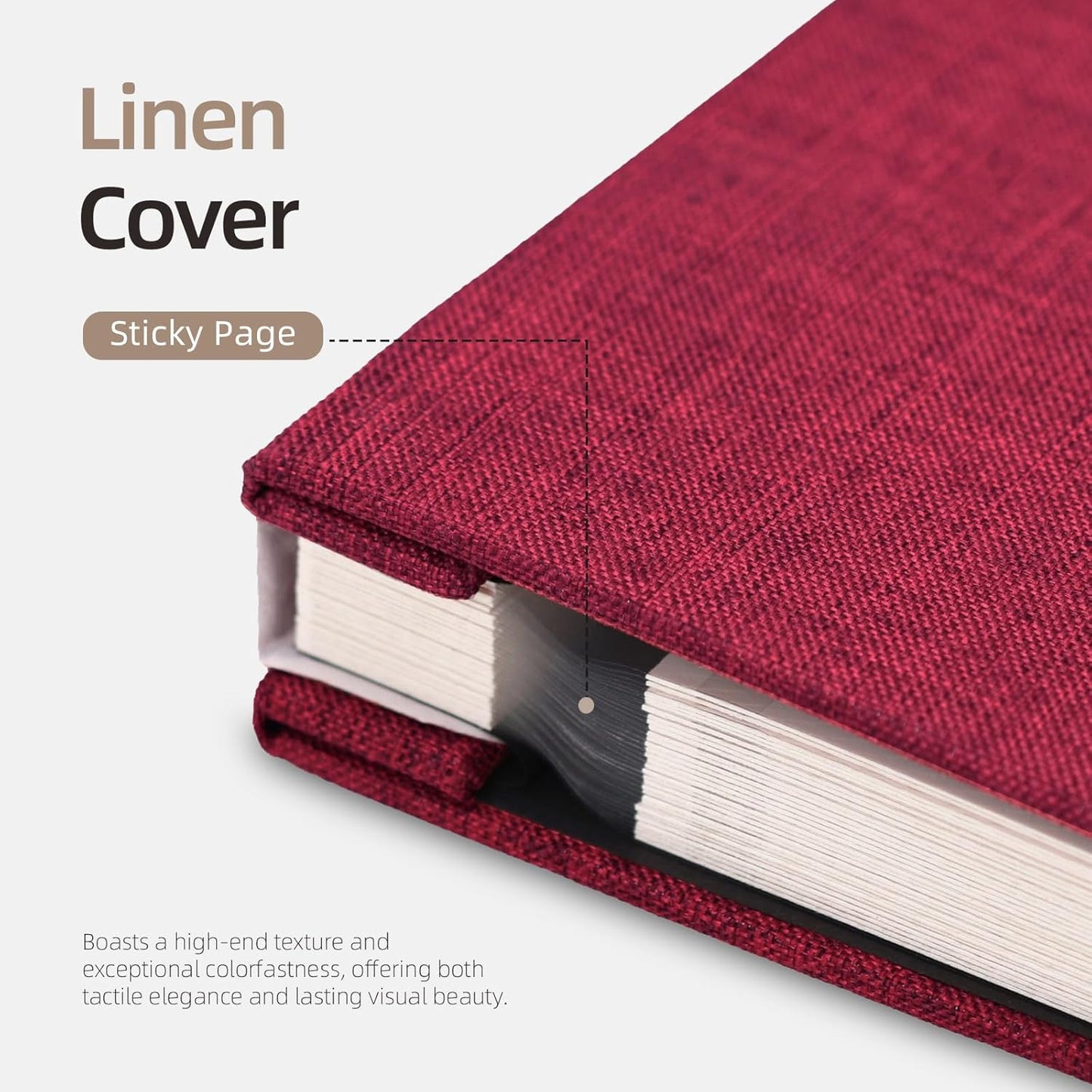Vienrose Large Photo Album Self Adhesive for 4x6 5x7 8x10 Pictures Scrapbook Album DIY Scrap Book 40 Sticky Pages with A Metallic Pen Red