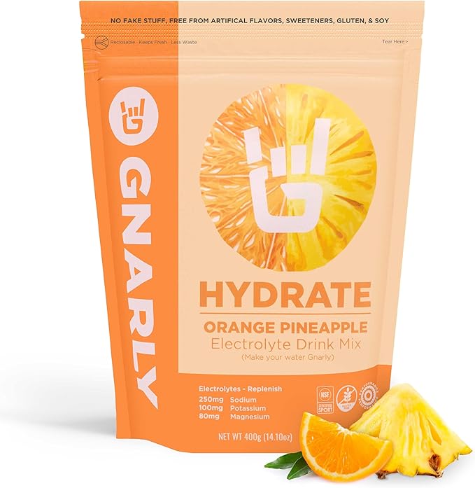 Gnarly Nutrition Hydrate Electrolyte Powder – Orange Pineapple Exercise Hydration Drink Mix – NSF Sport Certified – Electr...