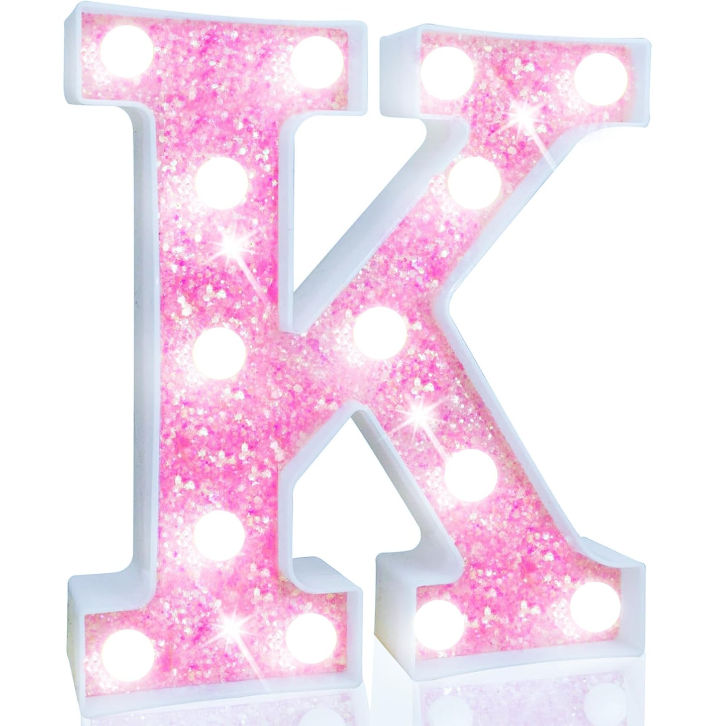Pooqla Led Marquee Letter Lights  Light Up Letters For Birthday Decorations  Glitter Letter Sign Battery Powered Night Light Pink Party Wedding Christmas Girls Gift Bedroom Dorm Decor  Cool White K