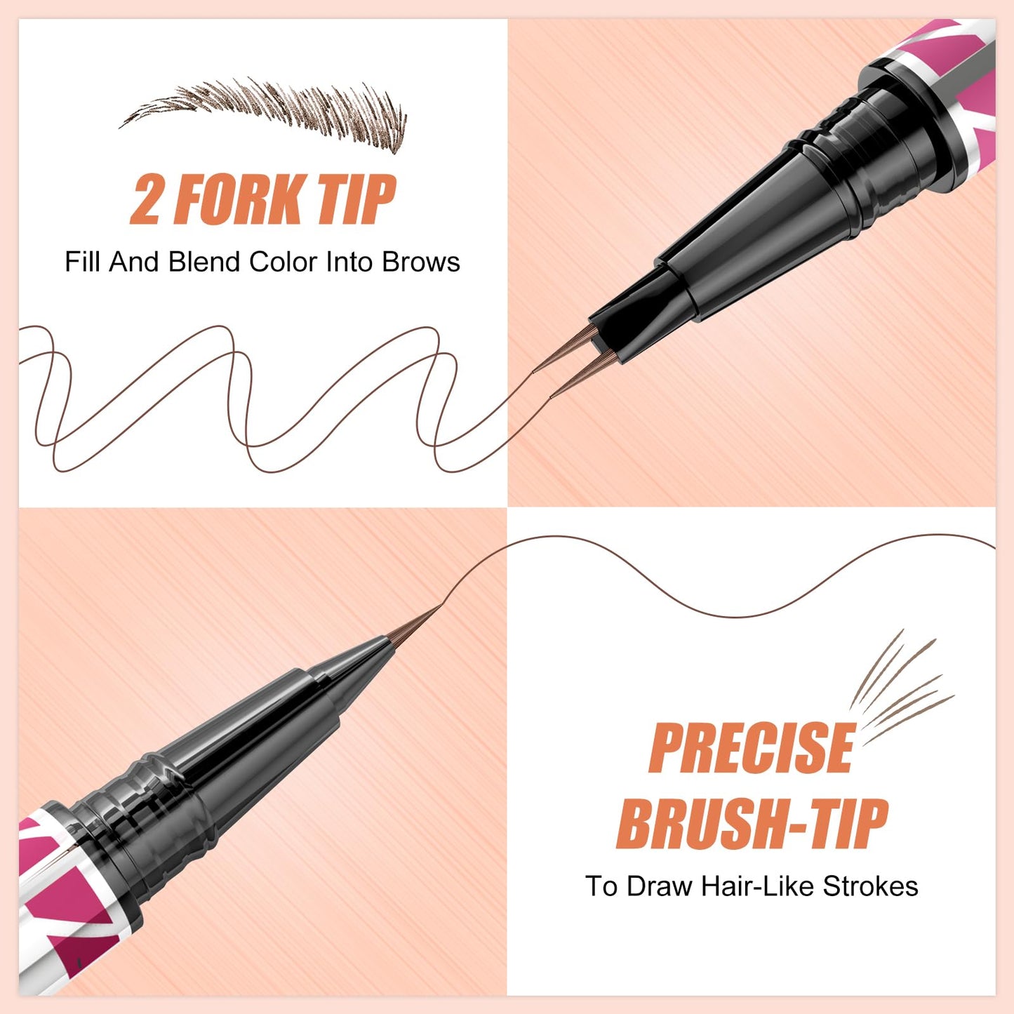 Microblading Eyebrow Pencil - Gifts for Women Girls Eyebrow Pen Magical 2-in-1 Dual-Ended Eye Brow Pencils for Women with 2-Fork