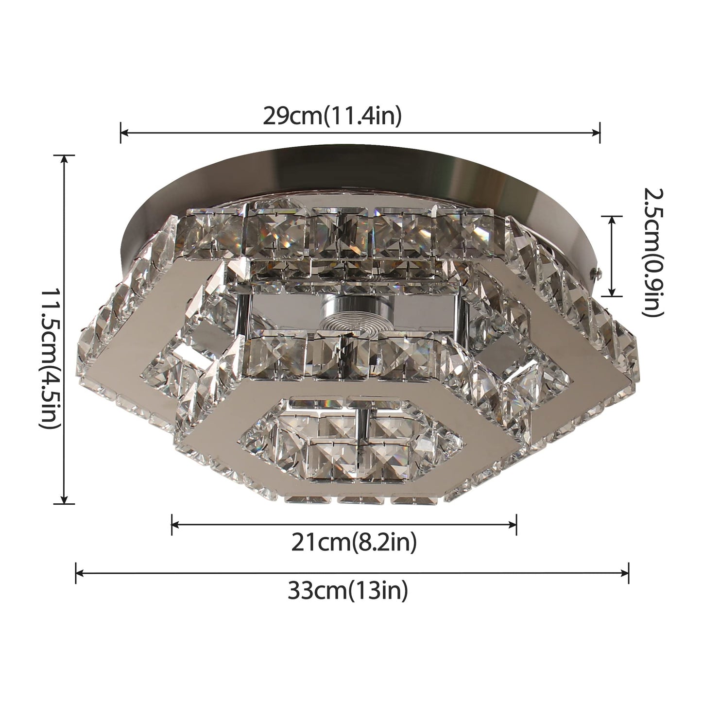 CXGLEAMING Chandelier LED Pendant Light Dimmable Remote Control K9 Crystals Stainless Steel Hexagonal-Dimmable for Dining Room Living Room