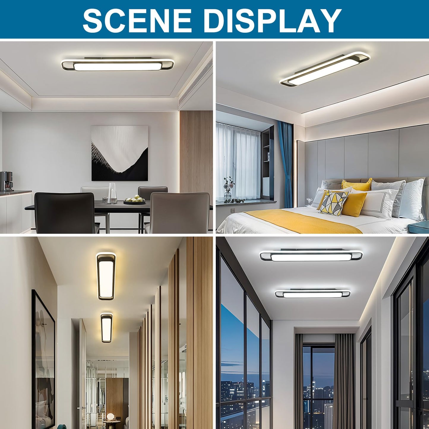 Oranoor Modern Led Ceiling Lighting With Remote  70W Dimmable Black Linear Flush Mount Light Fixture  39.4 Low Profile Lights Fixture Long Led Ceiling Lamp For Kitchen Bedroom Living Room Hallway
