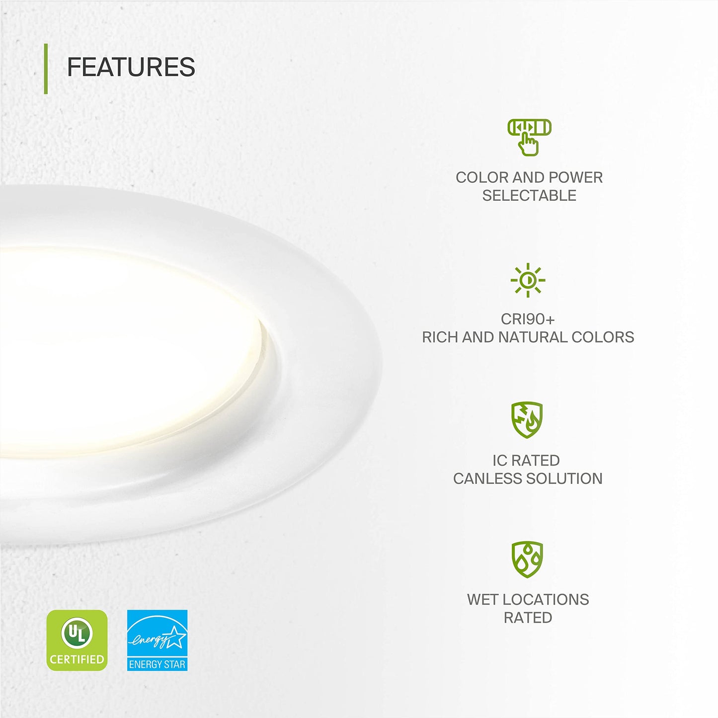 Asd 4 Inch Commercial Canless Led Downlight  Power Adjustable 7/10/13W Lighting  Round Dimmable Recessed Ceiling Light Fixture  5 Color Temperatures 2700K-5000K  120-277V Ic Rated Ul & Energy Star