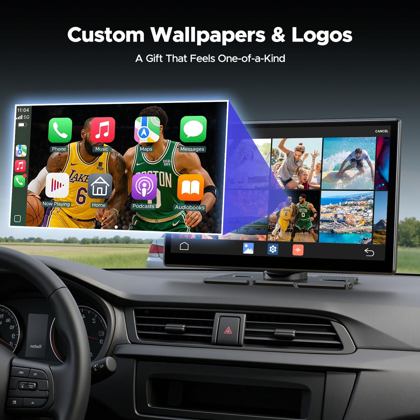 Volam 9 Carplay Screen With Netflix Youtube And 1080P Backup Camera Upgraded Wireless Android Auto Screen Portable Ai Magic Vi