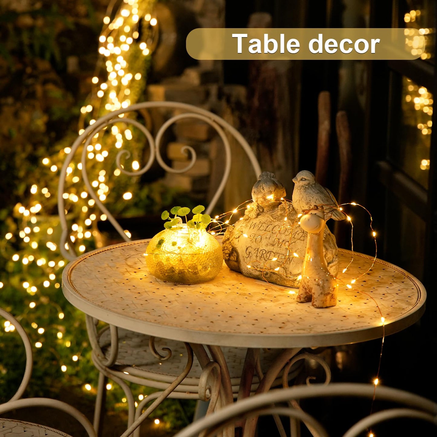 JMEXSUSS 100 LED Fairy Lights, Battery Operated, Warm White, 8 Modes, Copper, Indoor Christmas Decor, 2 Pack