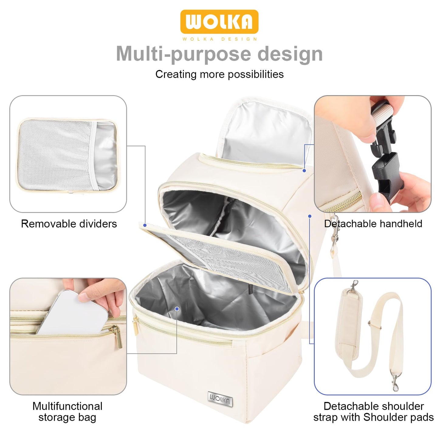 Breast Milk Cooler Travel Bag - Baby Bottle Cooler Bag for Nursing Moms Daycare with Double Compartments - Fits 6 Baby Bottles Up to 9 Ounce