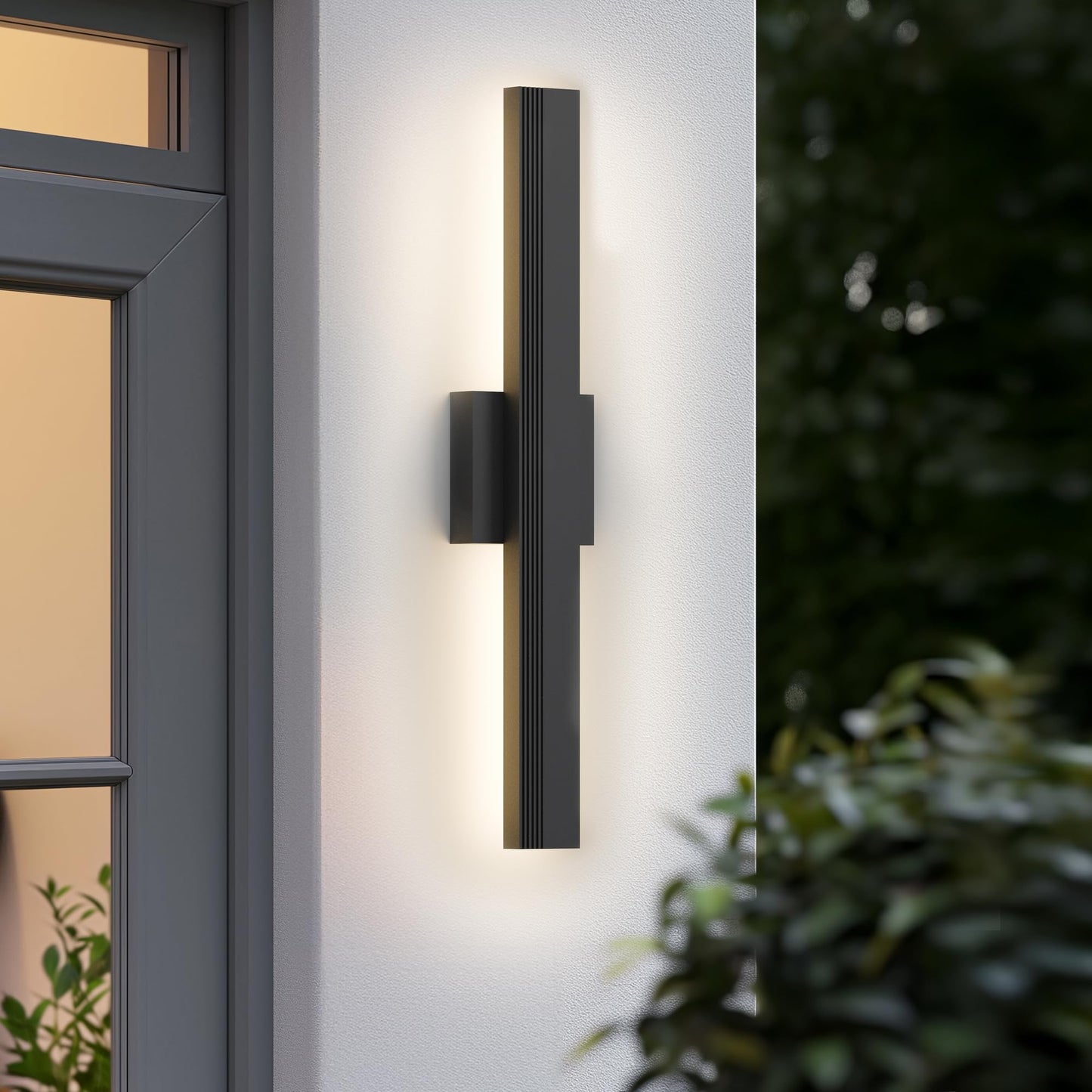 Lamqee 23.6 In Aluminum Long Outdoor Wall Light  3000K 1600Lm Integrated Led Waterproof Ip65  Linear Modern Exterior Lighting Fixtures Wall Mount Outside Sconce For House Porch Patio Garage Front Door