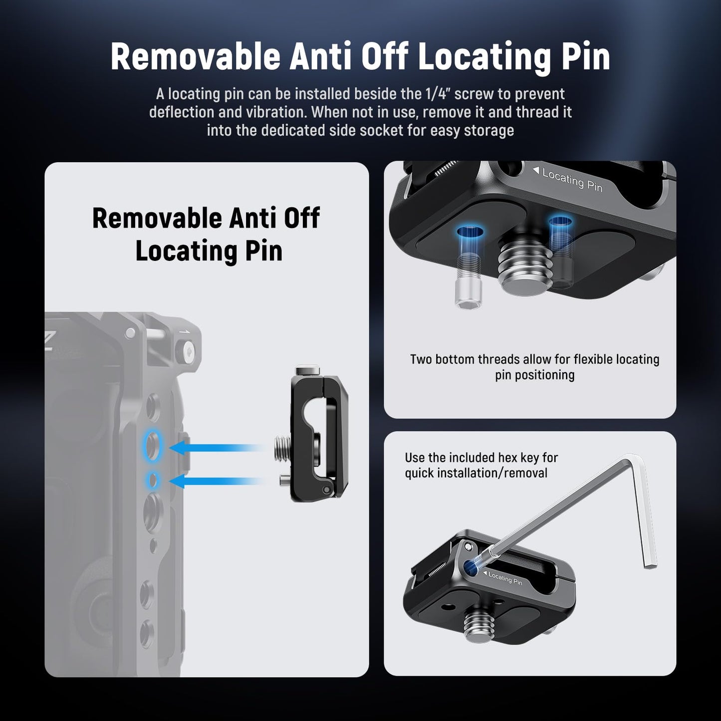 Neewer Spring Loaded Cable Clamp, Camera Cage Cable Organizer With Removable Anti Twist Locating Pin, 1/4  Screw, Quick Release