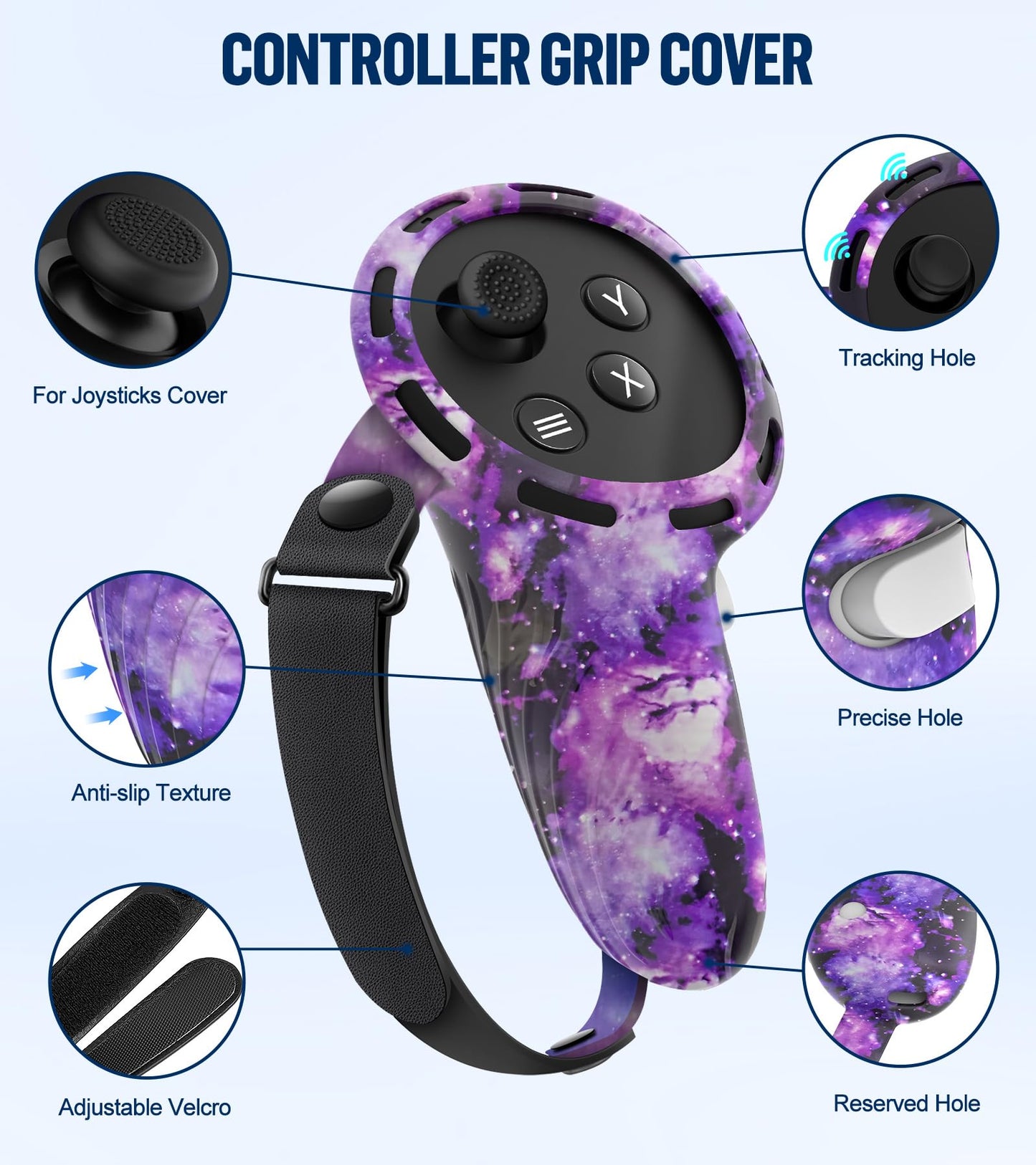 Silicone Cover Set Compatible with Meta/Oculus Quest 3 Accessories, Controller Grips, VR Shell Cover, Facial Interface Cover, Protective Lens Cover, Tempered Glass Lens Caps, Not Fit Quest 3S