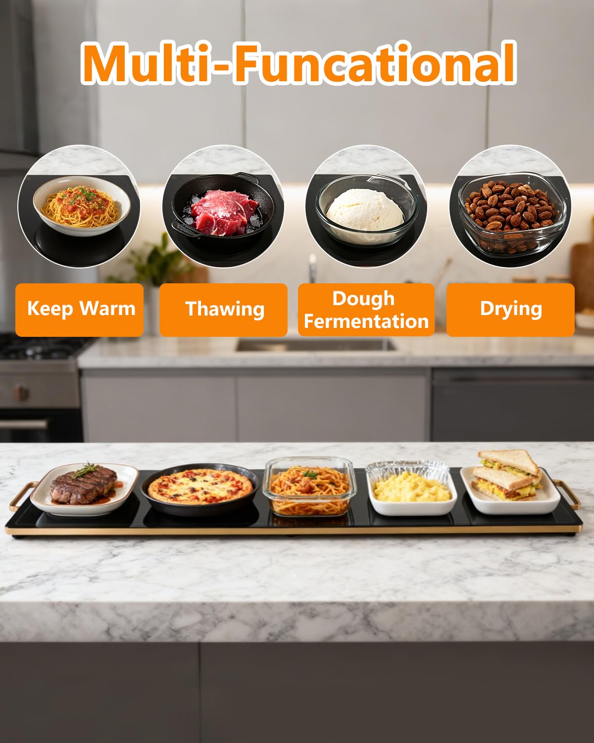 Electric Warming Tray,Extra Large Food Warming Trays with Temp-Settings & Timmer,Full Surface Heating Electric Food Warmer Mat Keep Food Warm at Buffet, Party, Sabbath, Daily Use