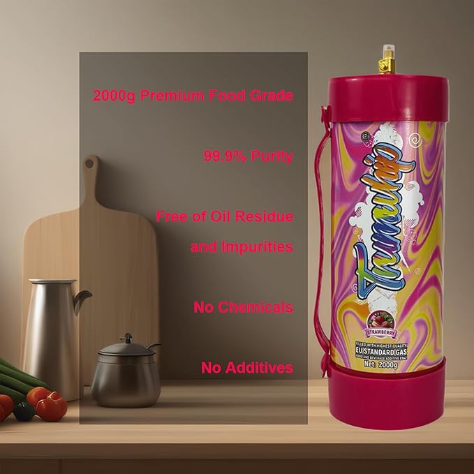 3.3L / 2000G Food-Grade Steel Cylinder – Leakproof, Kitchen-Safe, Stainless Steel Compatible Kitchen Tools (1, strawberry)