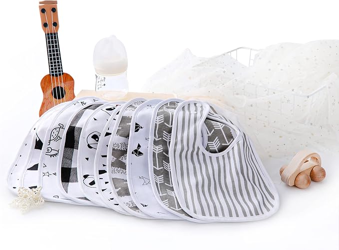 Hakochia Waterproof Baby Bibs Organic Cotton Super Soft and Absorbent With Adjustable Snap for Baby Boys and Girls