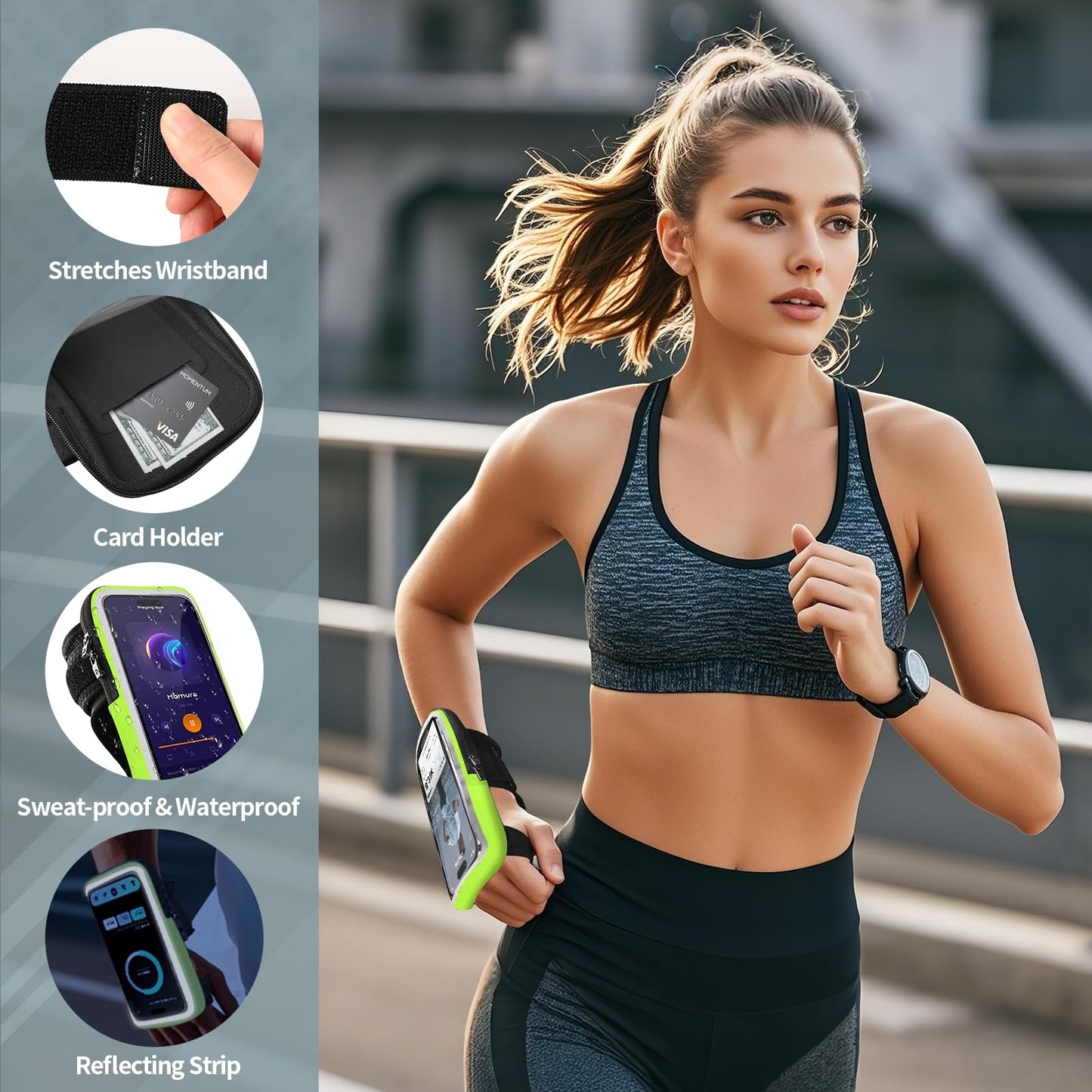 Wristbands Phone Holder For Running, Forearm Running Armbands For Iphone 16/15 Pro/14 Plus/13/11/Xr/Xs, Galaxy S24/S10, Supports