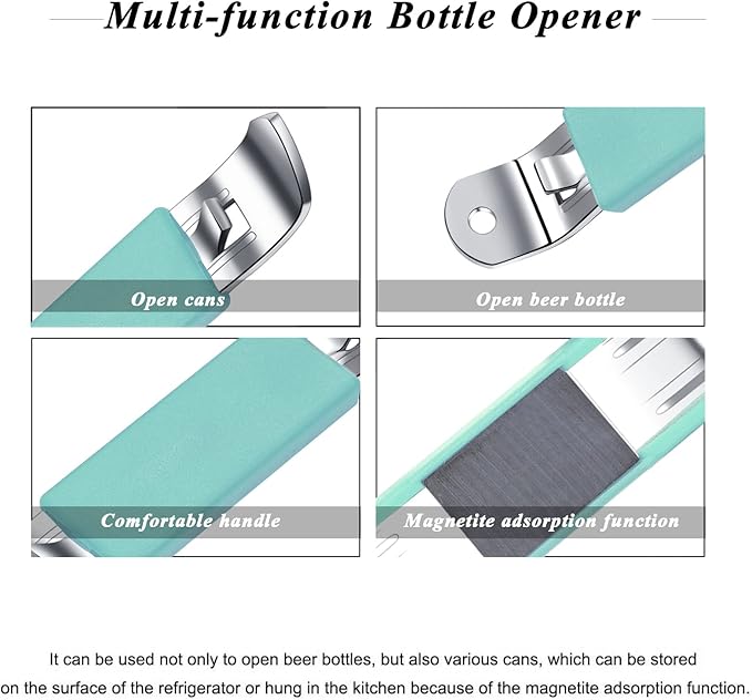 3 Pieces Magnetic Bottle Openers Can Opener Classic Beer Opener Stainless Steel Small Bottle Opener Can Tapper with Magnet for Camping and Traveling