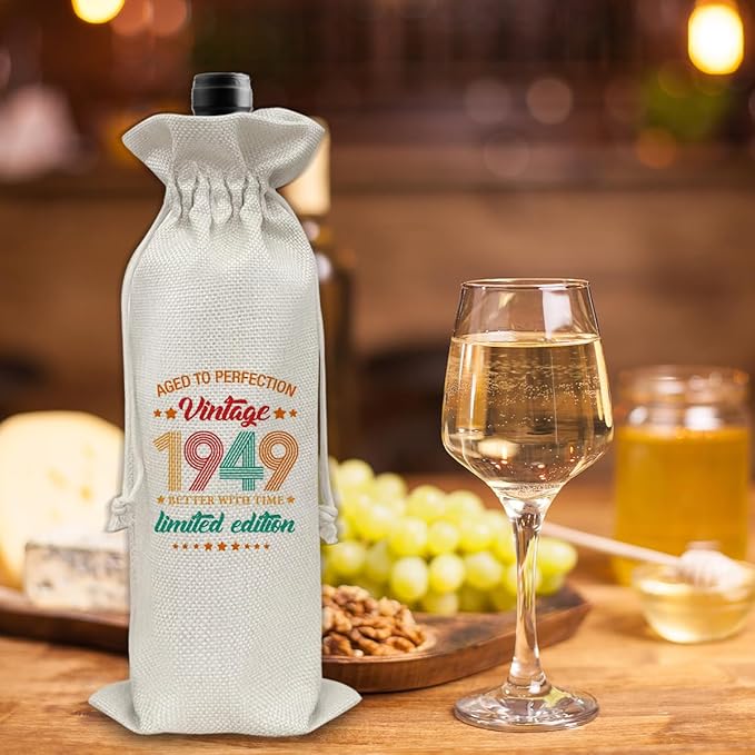 75th Birthday Gifts Wine Bag Congratulations Gifts for Women Men Parents Mom Dad Anniversary 1949 Birthday Wine Gift Bag