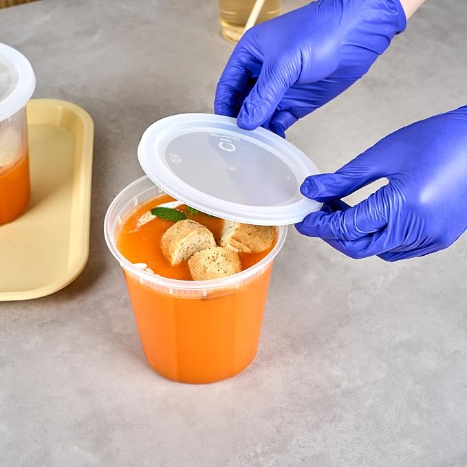 Restaurantware Plastic Food Container 100 Pack of 32 oz Clear Microwave-Safe Storage Container With Lid Leakproof Round Shape Disposable Freezer-Safe
