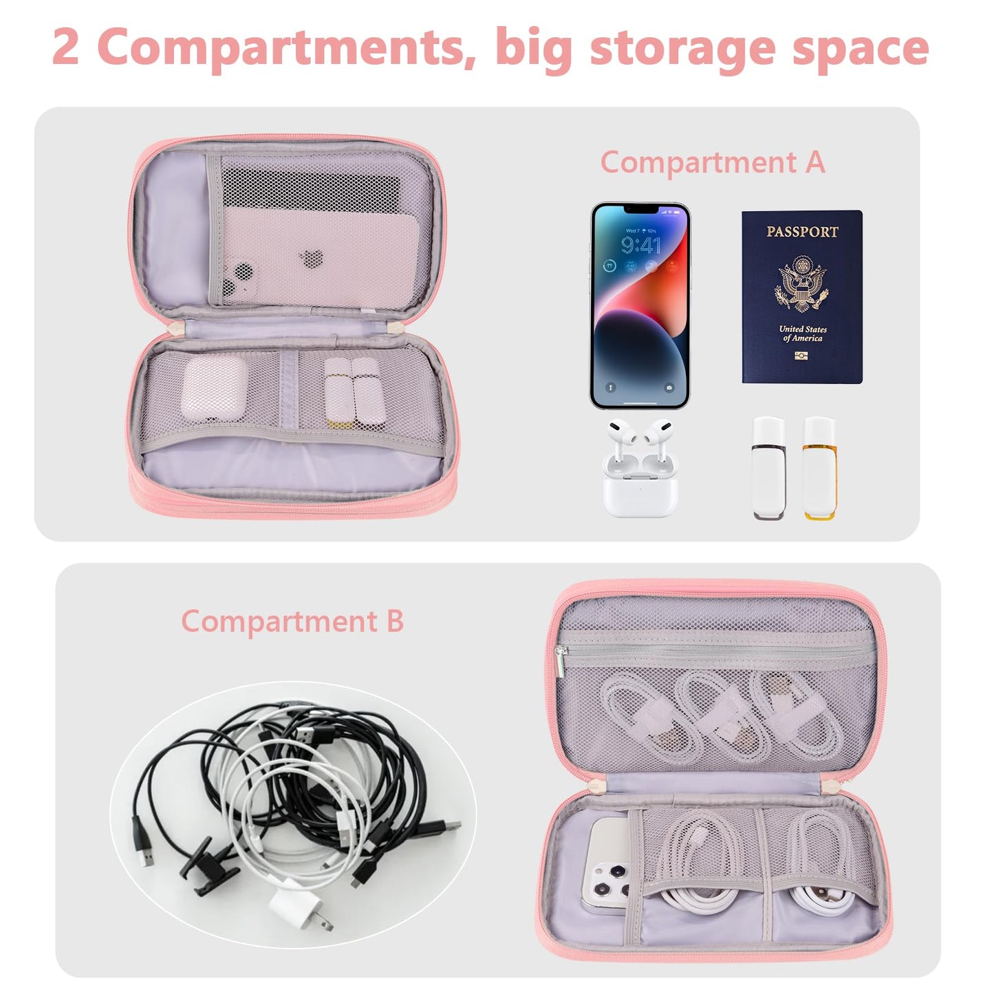 Ddgro Power Bank Pouch Cables Organizer For Traveling Organize And Storage Electronics Accessories Cords Iphone Earphones Cards