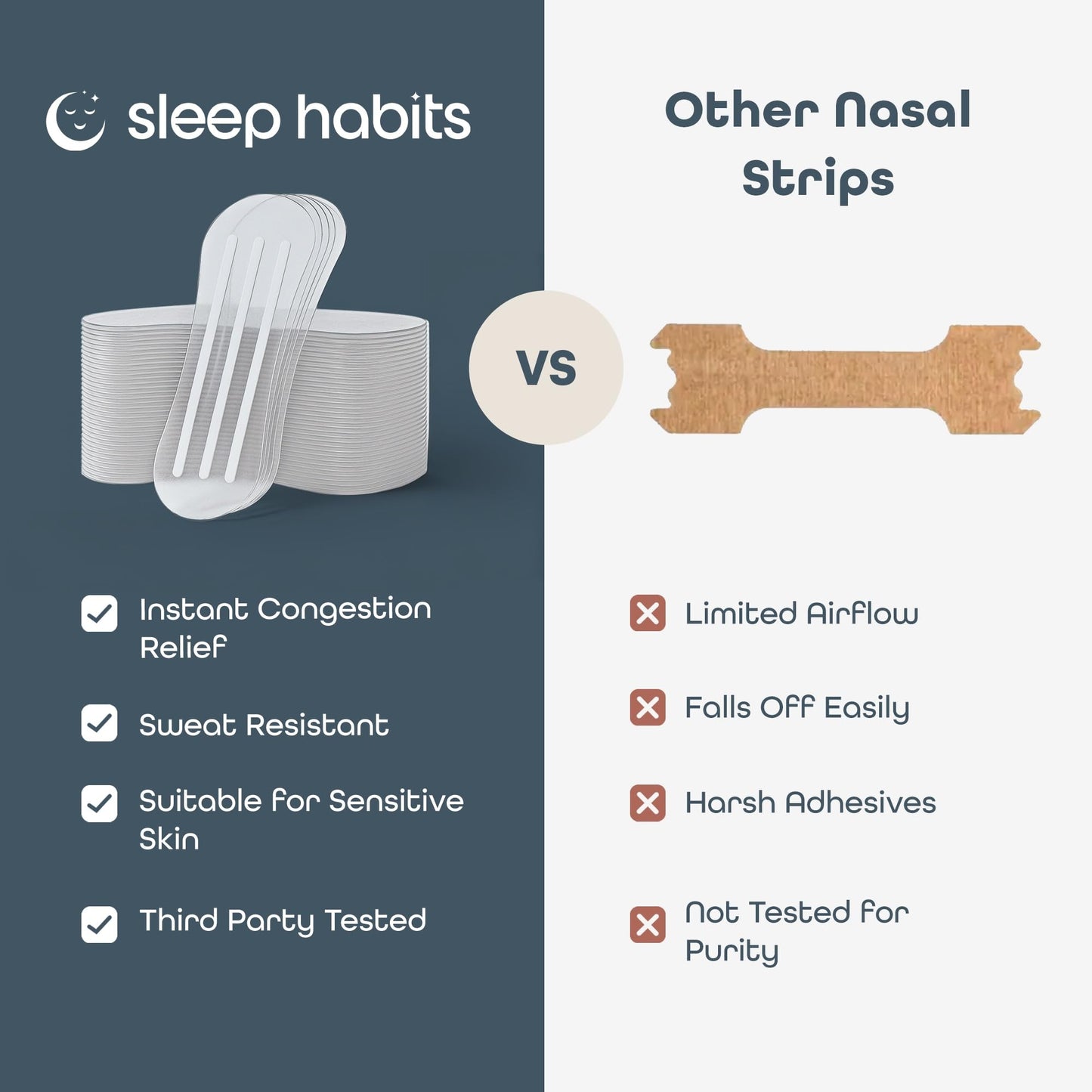 SleepHabits 45PC Breathing Strips, Non-Toxic Tested Nose Strips for Breathing & Sleep | Nasal Strips for Snoring Solution | Extra Strength for Sensitive Skin | Nasal Strips for Sleeping, Unscented
