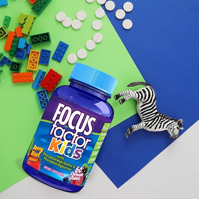 Focus Factor Kids Complete Daily Chewable Vitamins Multivitamin & OLLY Kids Chillax Magnesium Gummies Lemon Balm Calm Chews