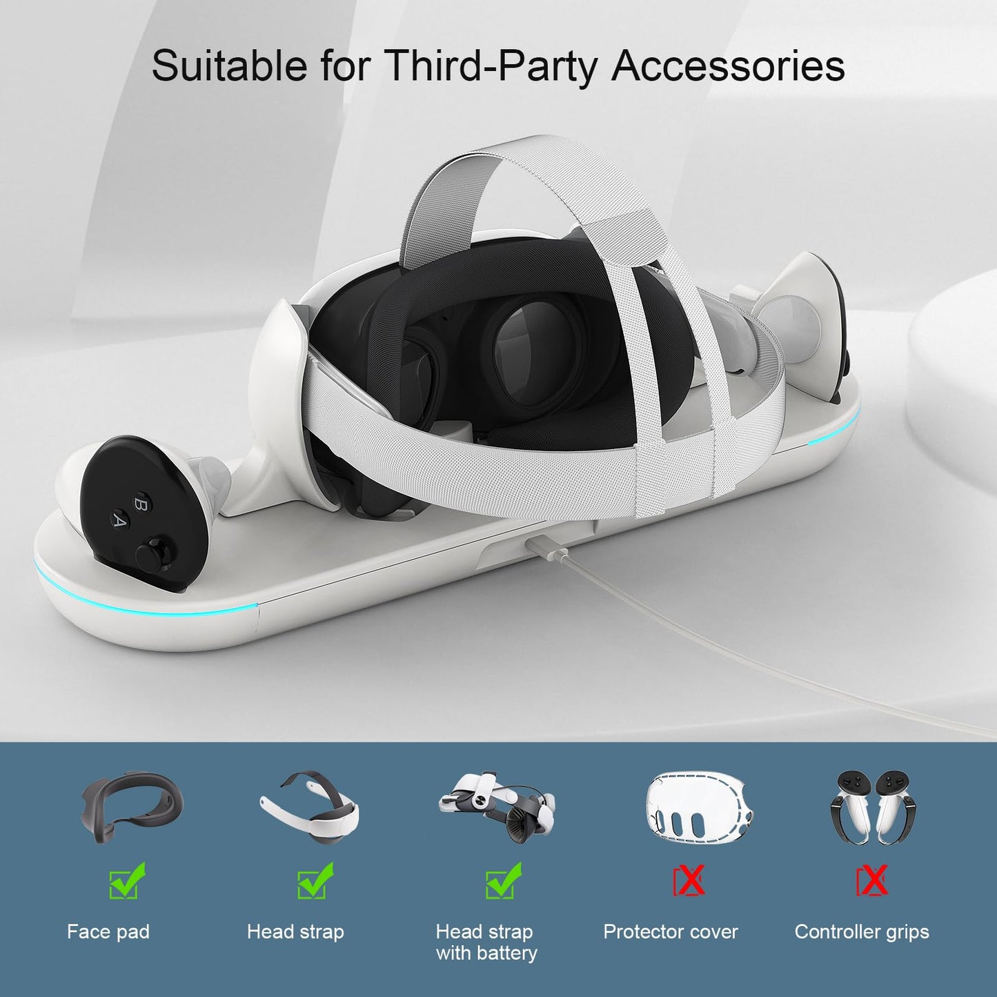 Dxldfks Auto-Clamping Charging Dock for Meta Quest 3 and Accessories Controllers