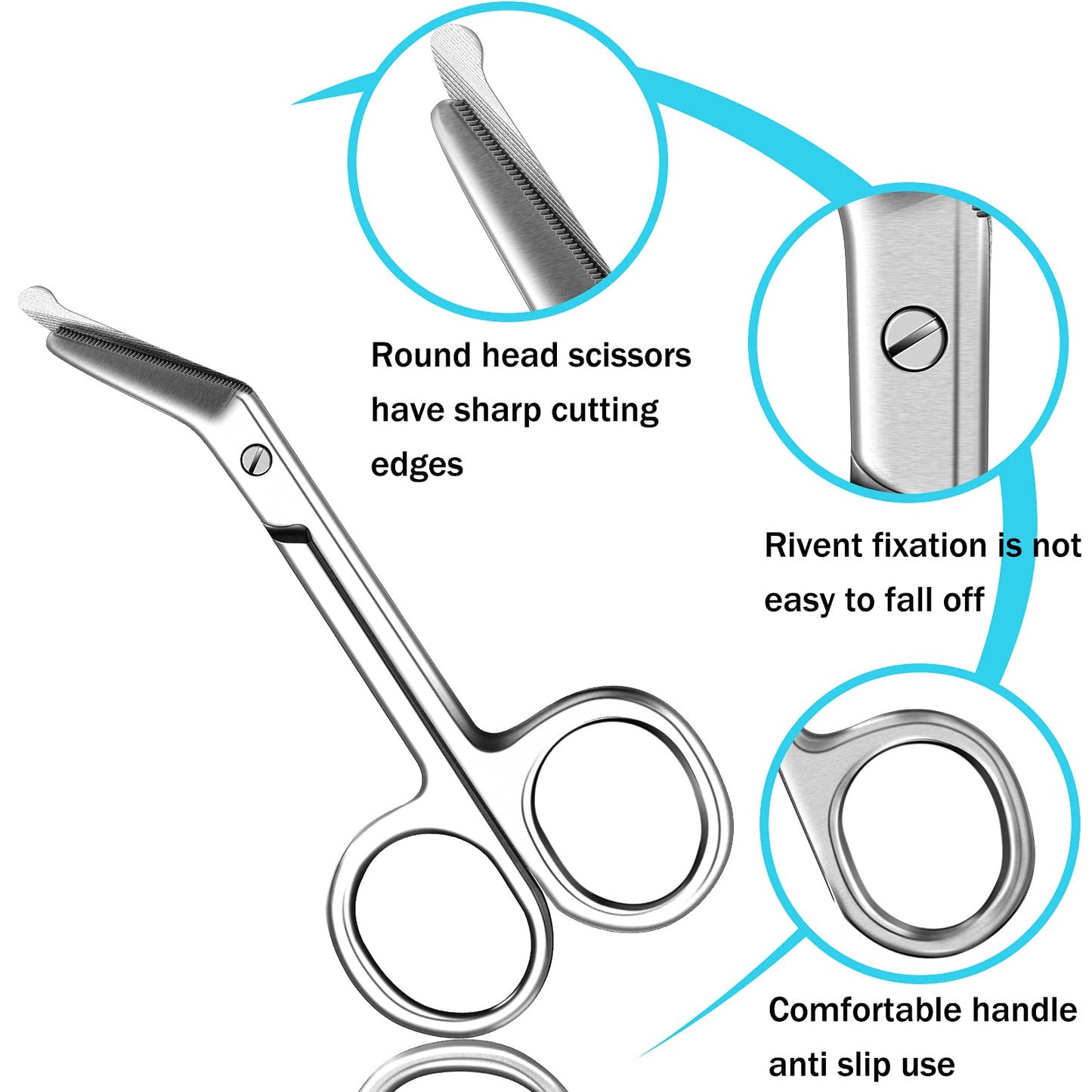 Zhehao 2 Pieces Ostomy Scissors Stainless Steel Bandage Surgical Medical Scissors for Doctors, Nurses, Veterinary Home Nursing, 4.3 x 2.1 Inch, Curved (Silver)