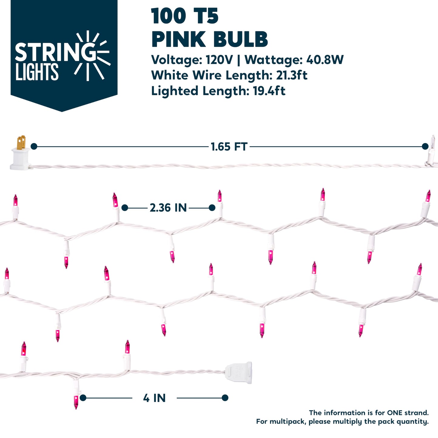 Joiedomi Christmas String Lights Indoor 200(2?100) Mini Pink Light 42.8 Ft Lighting Decor For Dorm Classroom Bedroom Holiday Wedding Party Garland Birthday Festival White Wire
