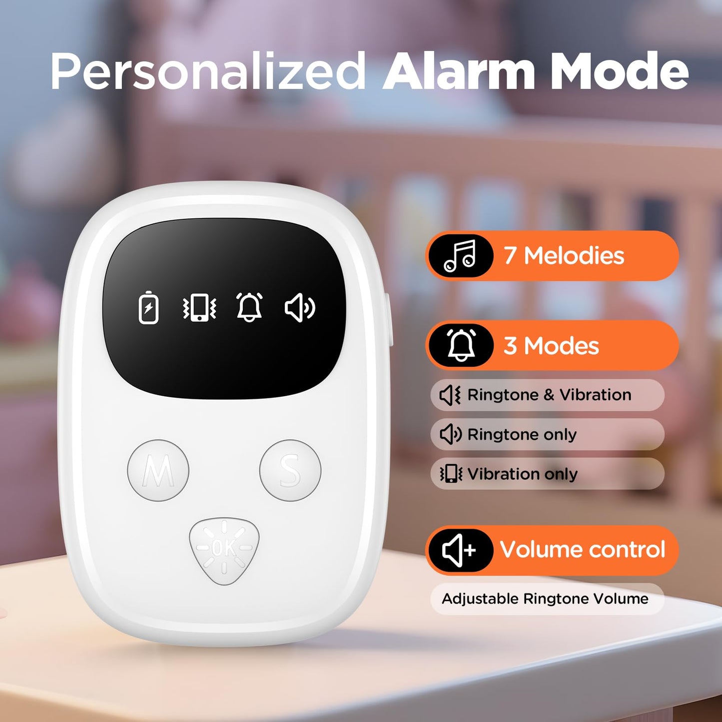 2026 New Wireless Bed Wetting Alarm for Boys and Girls, White Bedwetting Alarm, Compact & Comfortable Wireless Sensor, 7 Melodies 3 Modes,Includes Progress Card and Stickers