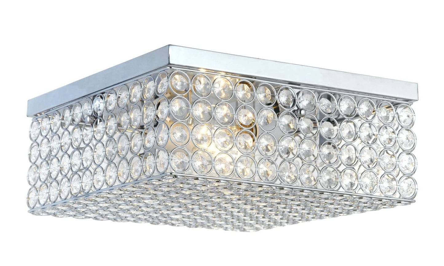 Lalia Home Flush Mount Light, 2 Light, 12 Inch Square, Chrome, Metal, Model LHM-2004-CH