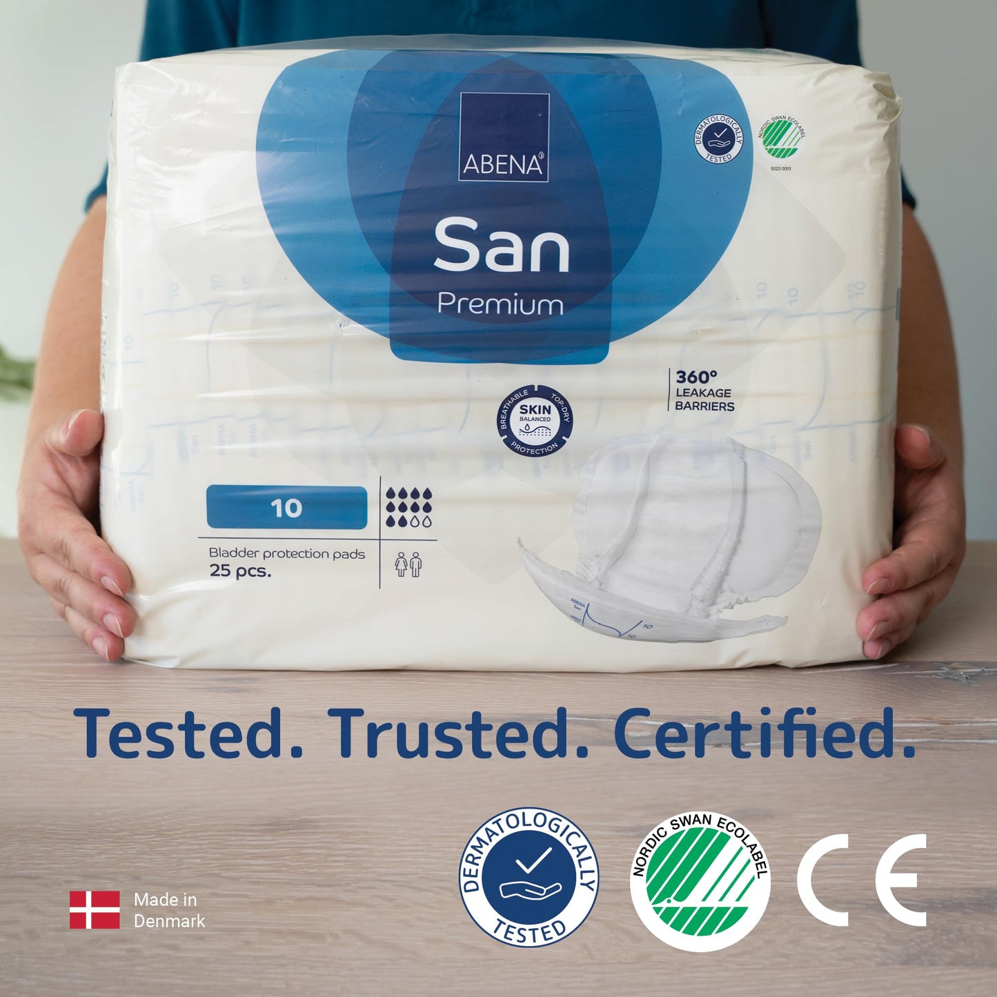 Abena San Premium Incontinence Pads, Heavy Absorbency, (Sizes 8 to 11), Size 10, 25 Count