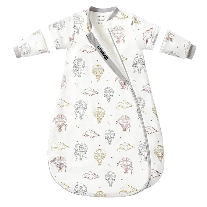 Baby Sleep Sack 3–6 Months, 2.5 TOG Warm Cotton Sleep Sack with Detachable Long Sleeves, Winter Wearable Blanket for Cold ...