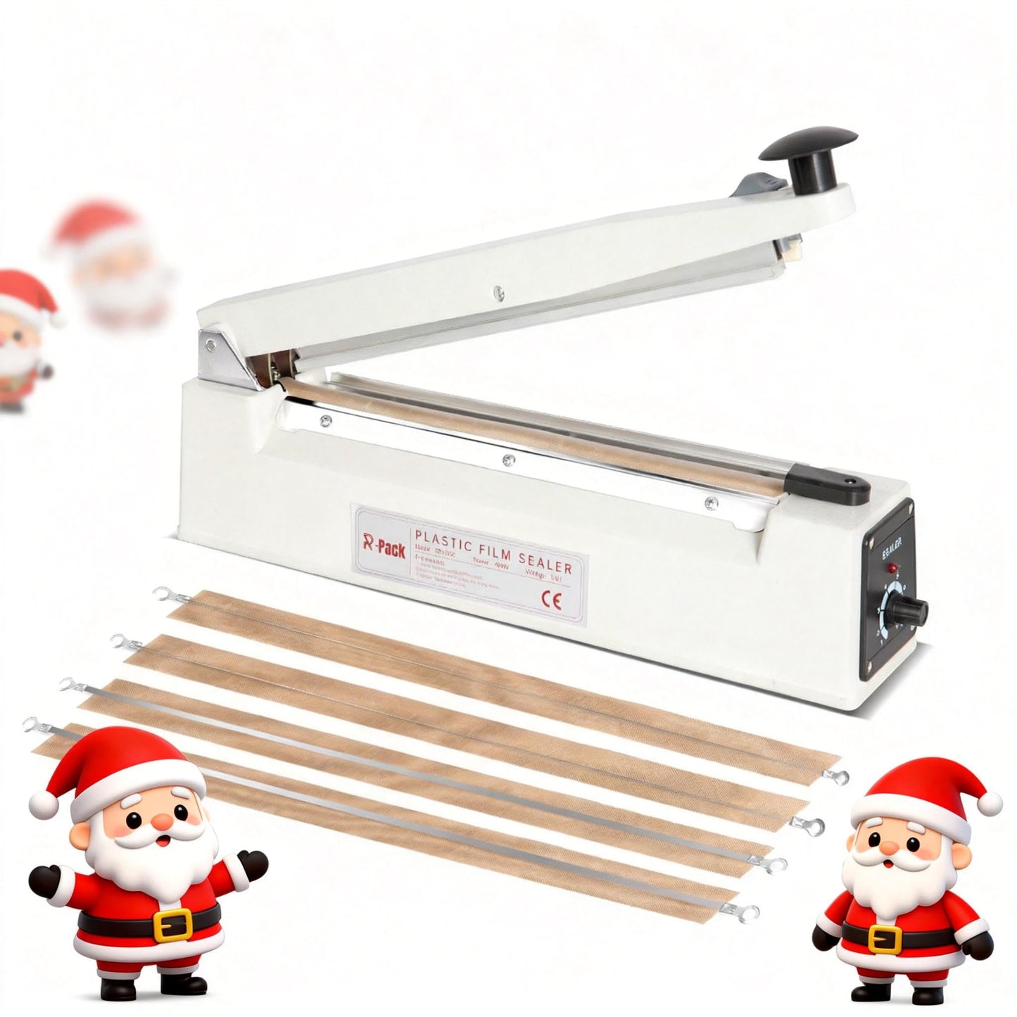 R-PACK Impulse Heat Sealer with Sealing Bar: Heavy-Duty Bag Sealer with Extra Cutting Blade (White, 12-Inch)