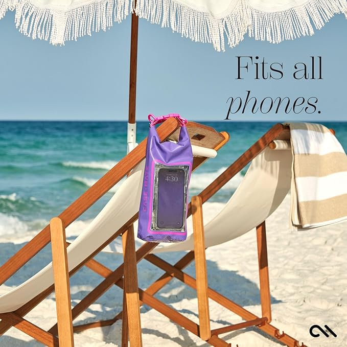 Case-Mate Purple Paradise Mini IP68 Waterproof Bucket Bag - Roll Top Dry Bag 2L Cap with Waterproof Pouch for Swimming Kayaking Boating Travel and More - For Phones Up to 7"