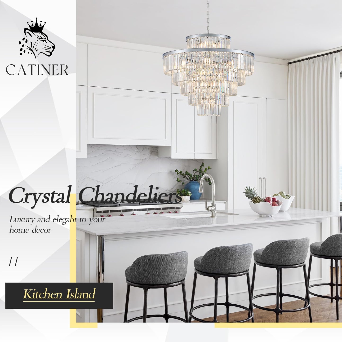 23 Lights Large Crystal Chandeliers 36 Modern Chrome stylish Chandelier For Foyer Staircase Chandeliers 6 Tiers Round K9 Ceiling Pendant Lighting Fixture For Living Dining Room