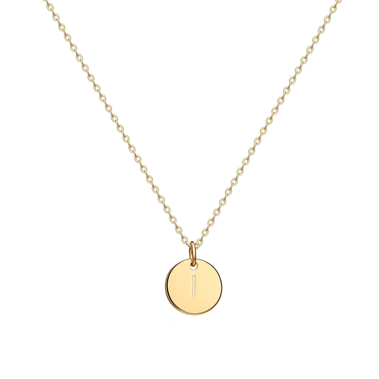 Valloey Rover Initial Necklaces for Women 14K Rose Gold Plated Dainty Letter Necklce Round Coin Pendant Double Side Engraved Q N