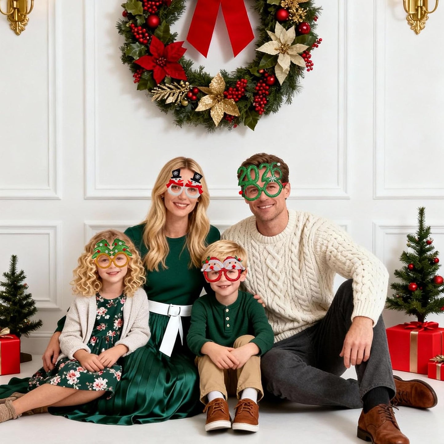 Christmas Glasses Frames 12Pcs, Hollow Design for Christmas Party Eyewear, Holiday Photo Booth Props Accessories