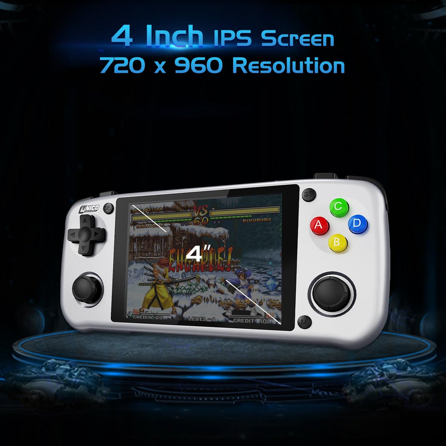 UNICO Game Pocket Player with 40 SNK Classic Games Pre-Installed, Handheld Gaming Console, 3500mAh Rechargeable Battery, Pick up and Play, Ideal for Casual Gamers and Nostalgic Enthusiasts-Gray