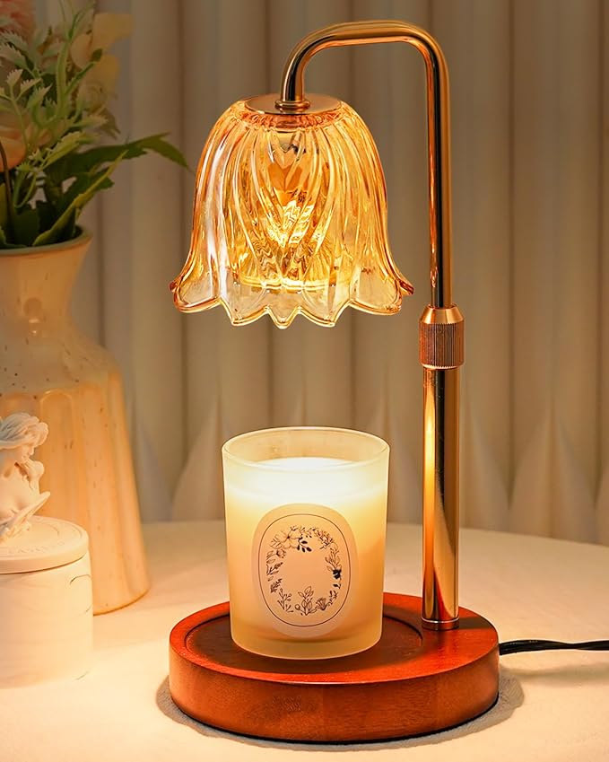 Flower Candle Warmer Lamp with Timer Dimmable, Candle Warming Lamp Height Adjustable, Birthday Gifts for Women Mom, Candles Warmer Light for Jar Candles, Christmas Gifts, House Warming Gifts New Home