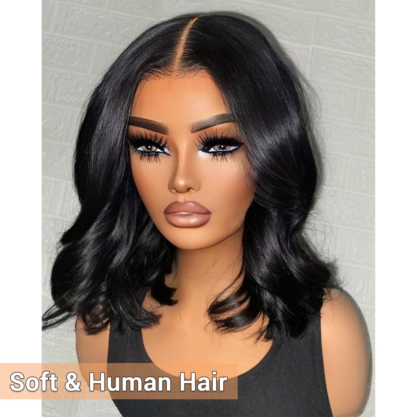 MOOTAFUL Bob Wig Human Hair 13x4 HD Lace Front Wigs Human Hair Pre Plucked 200% Density Glueless Short Body Wave Bob Wigs for Bl